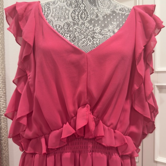 💗 Black Tape Hot Pink Ruffle Midi Plus Size Dress - NWOT! - Picture 7 of 15